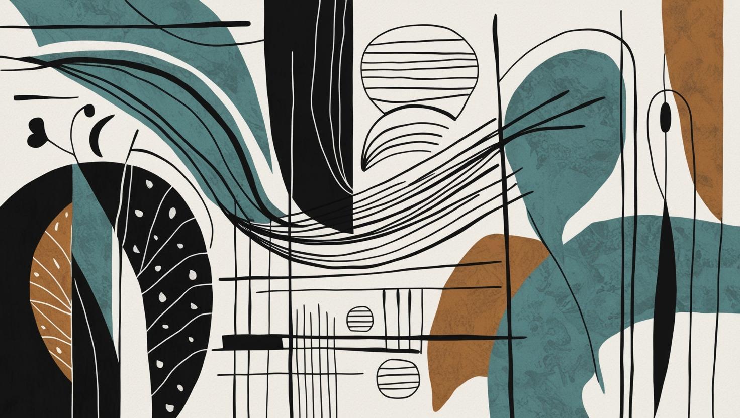 Home boho abstract art black and white, and a bit of color (1)